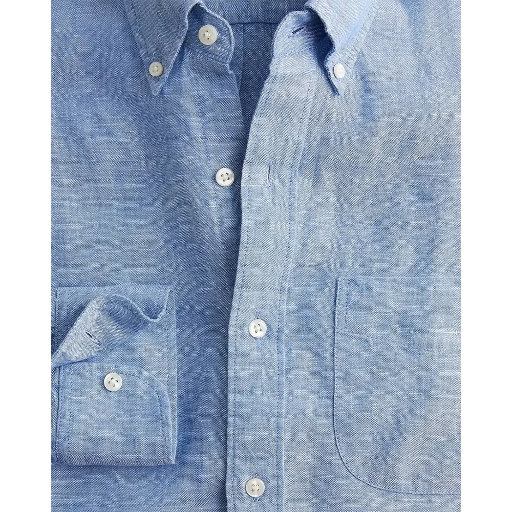 J. Crew Men's Slim Untucked Baird McNutt Irish linen shirt Amalfi Blue Large NWT